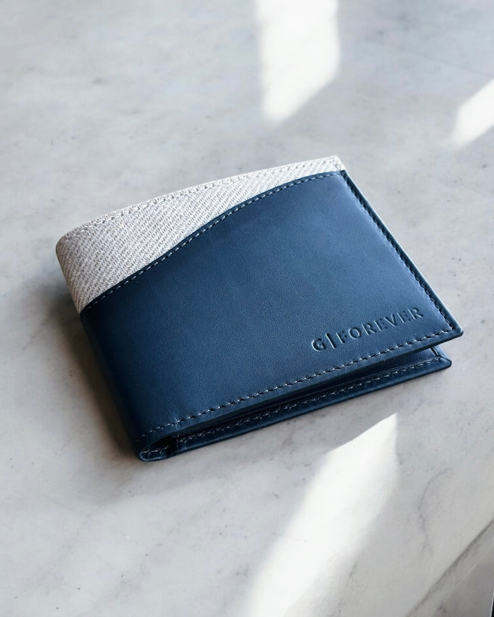 Blue Calf Leather Wallet