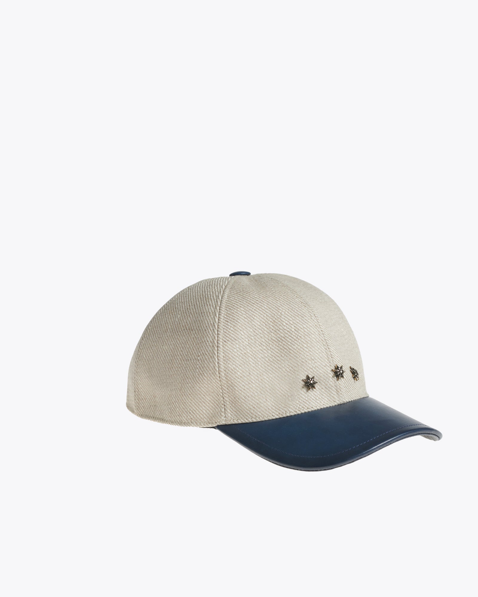 Star Baseball Cap in Calf Leather and Canvas