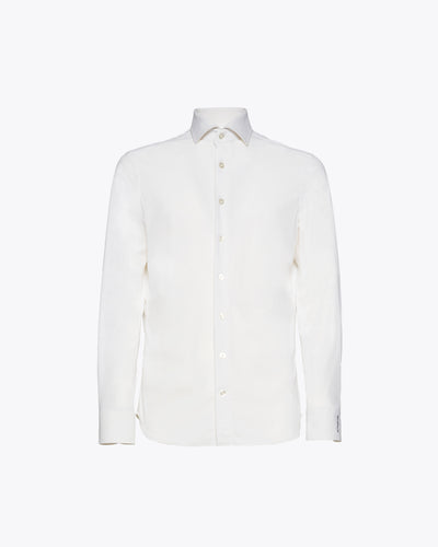 White Stretch Shirt with French Collar