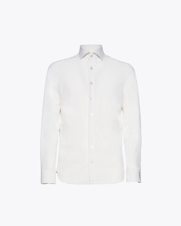 White Stretch Shirt with French Collar