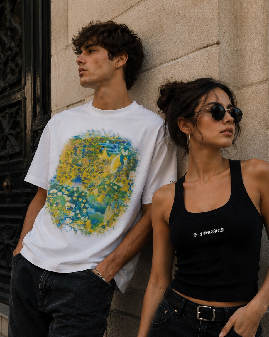 WHITE T-SHIRT WITH COLORFUL BUDDHA