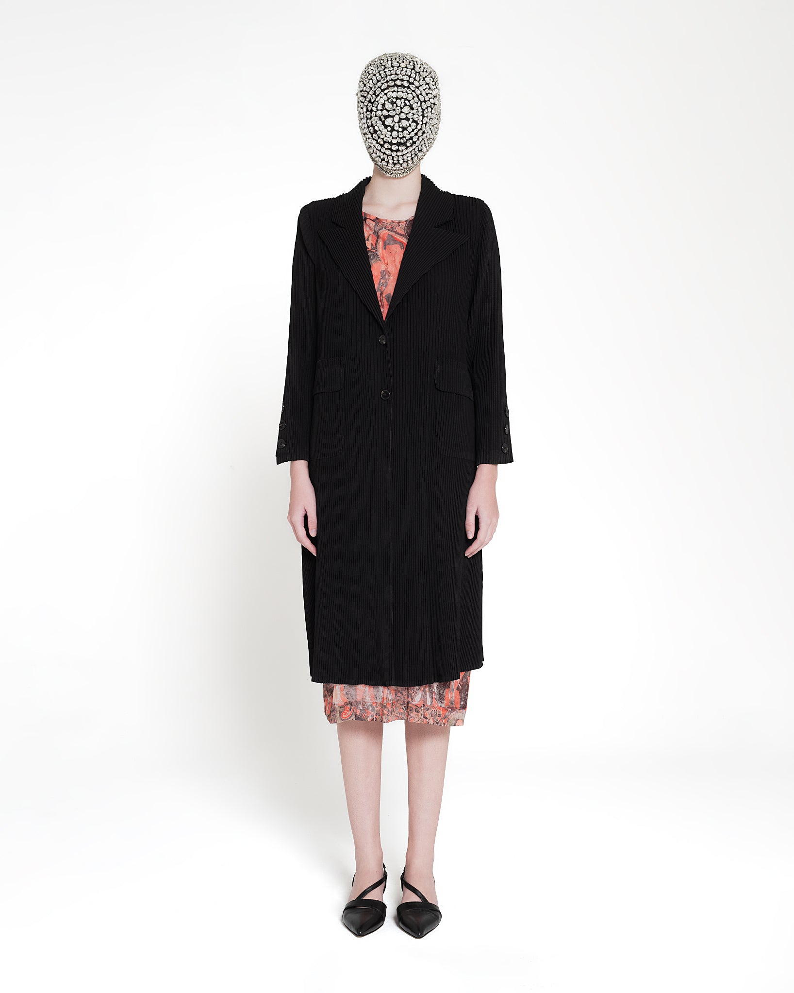 EvoFlow Black Trench Coat with Buttons