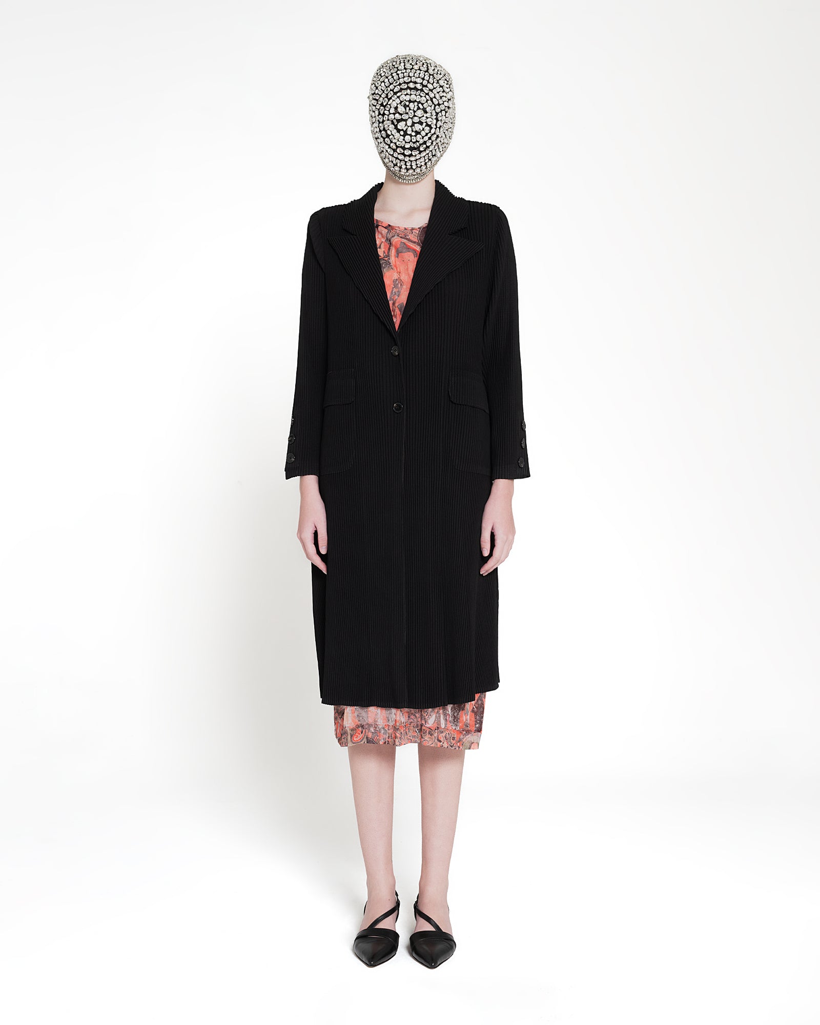 EvoFlow Black Trench Coat with Buttons