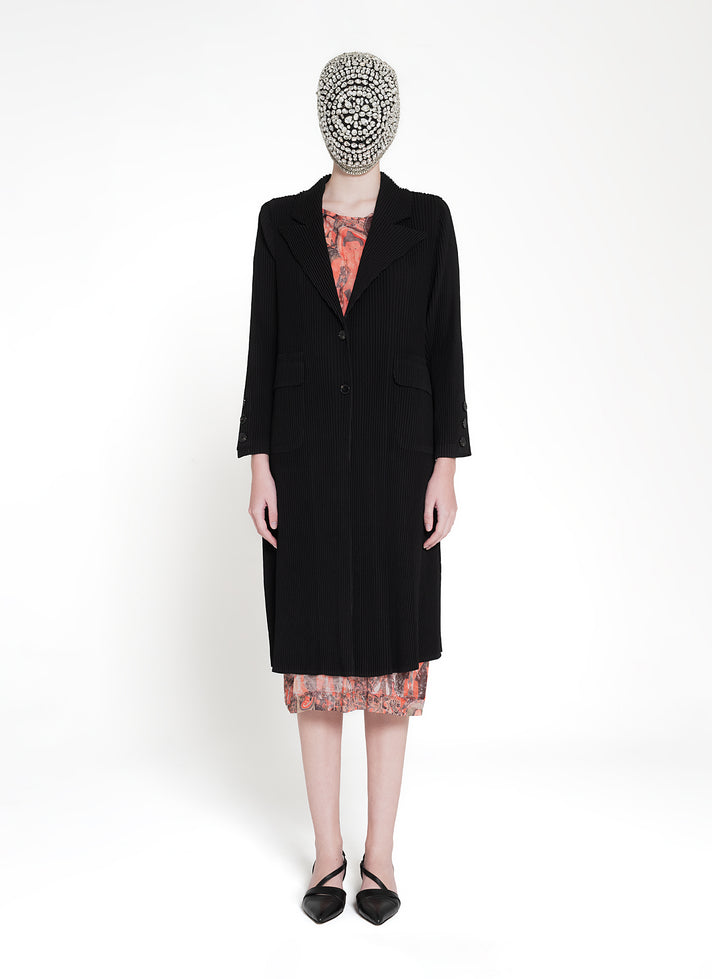 EvoFlow Black Trench Coat with Buttons