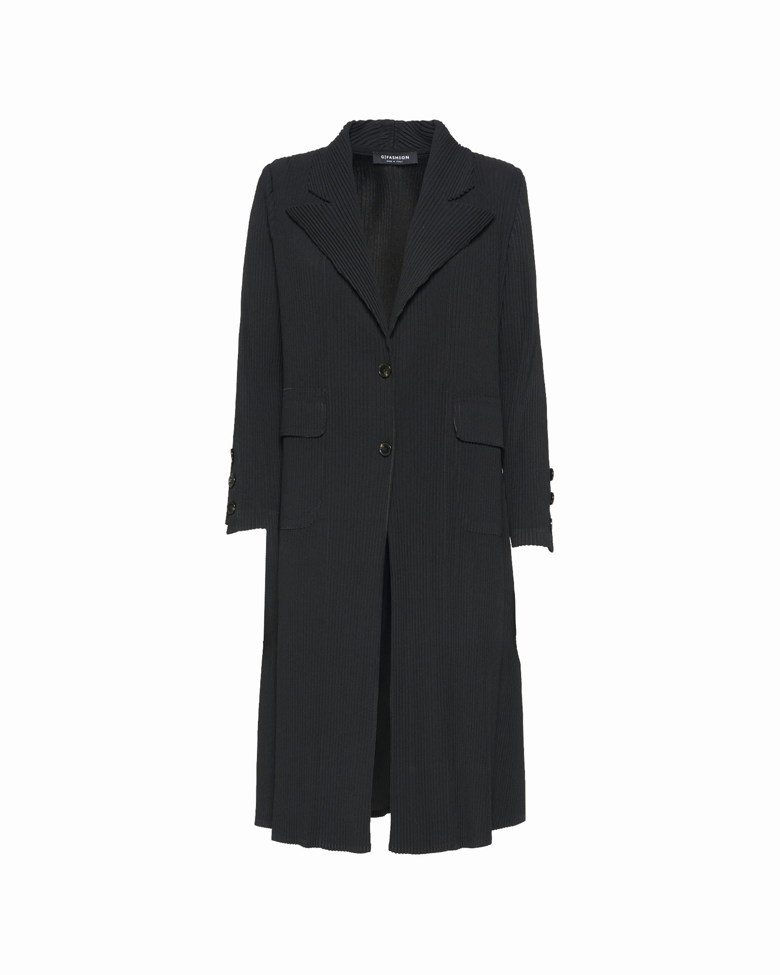 EvoFlow Black Trench Coat with Buttons