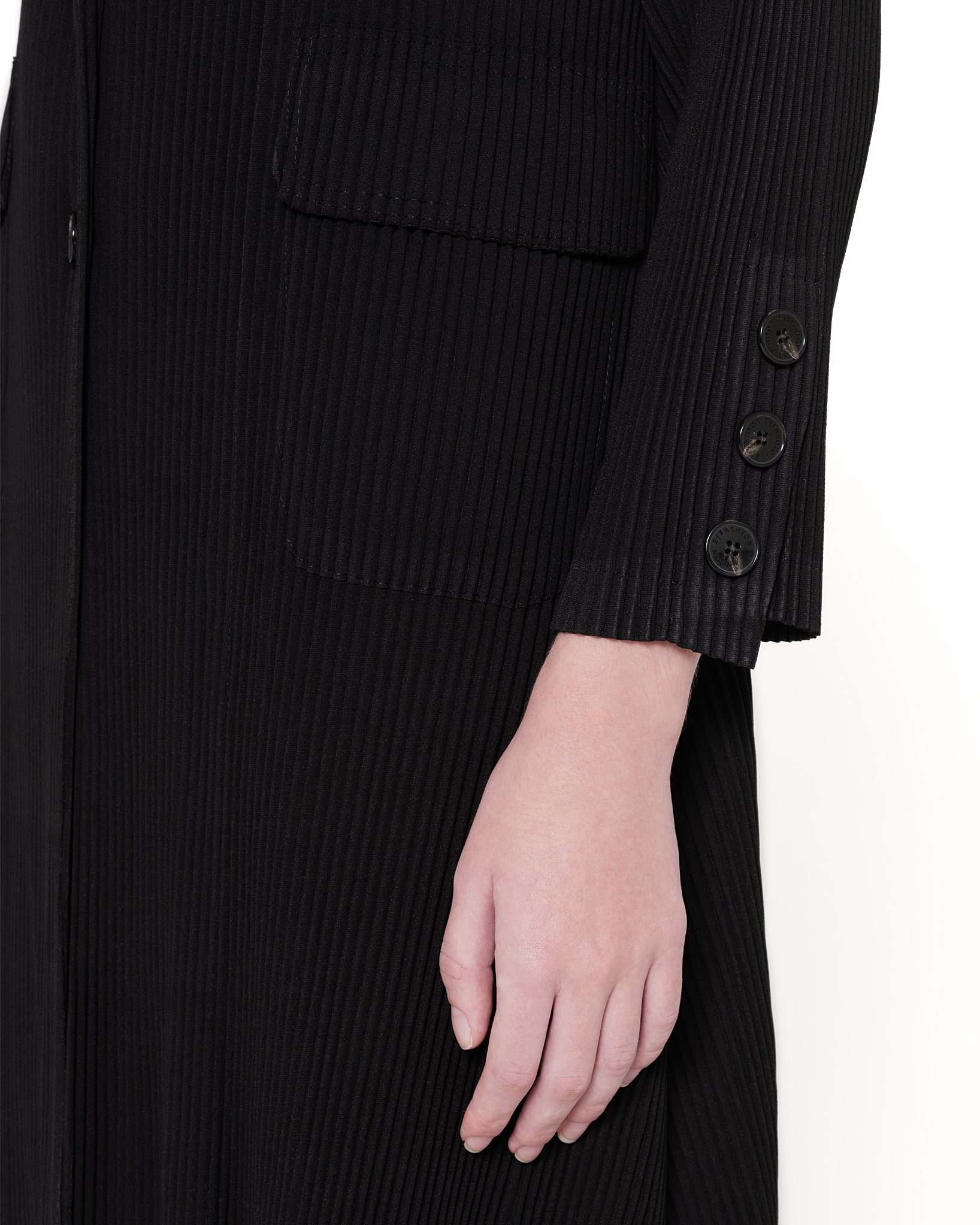 EvoFlow Black Trench Coat with Buttons