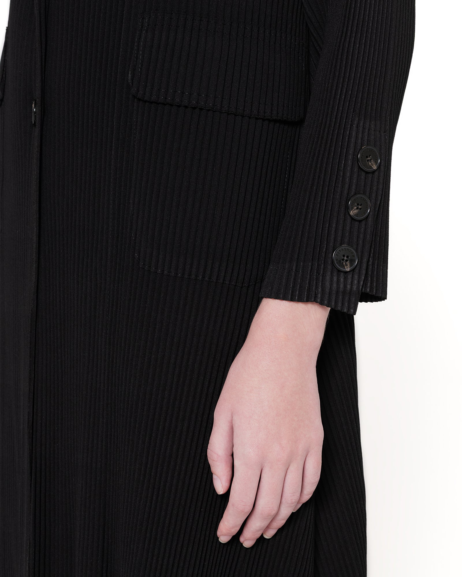 EvoFlow Black Trench Coat with Buttons