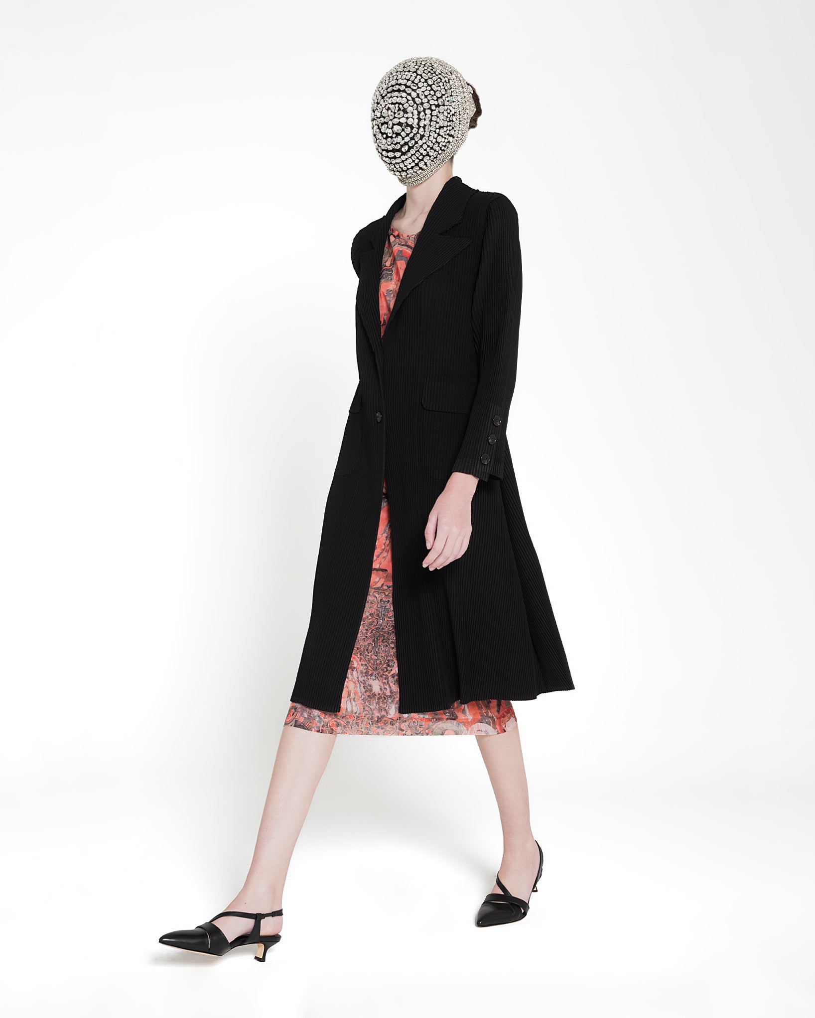 EvoFlow Black Trench Coat with Buttons