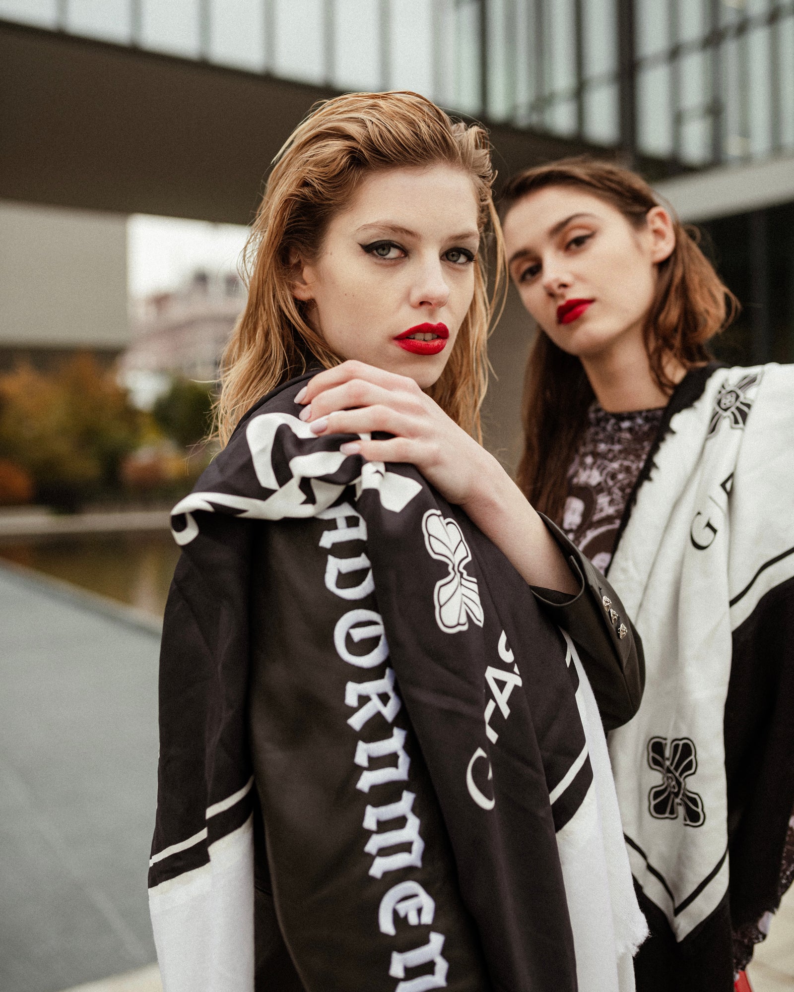 Black patchwork silk scarf