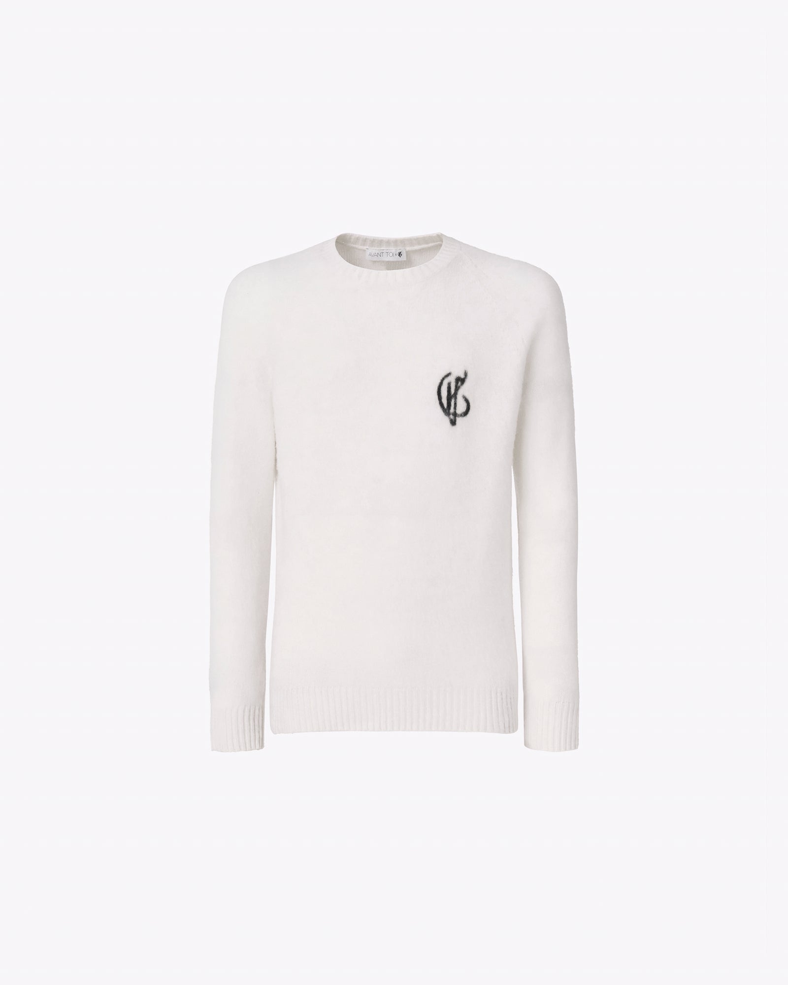 白色圆领羊绒衫