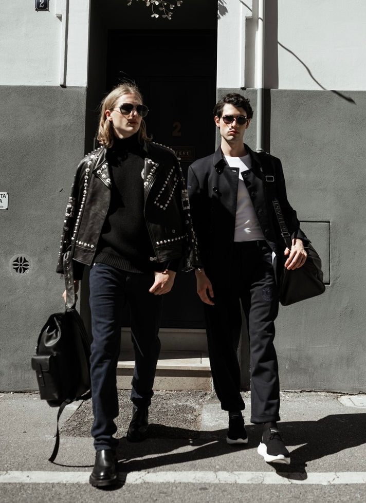 黑色带标志针织高领毛衣 