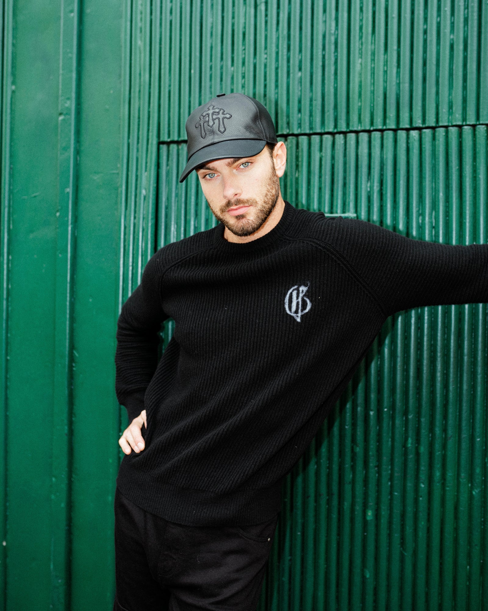 Rib knit black sweater