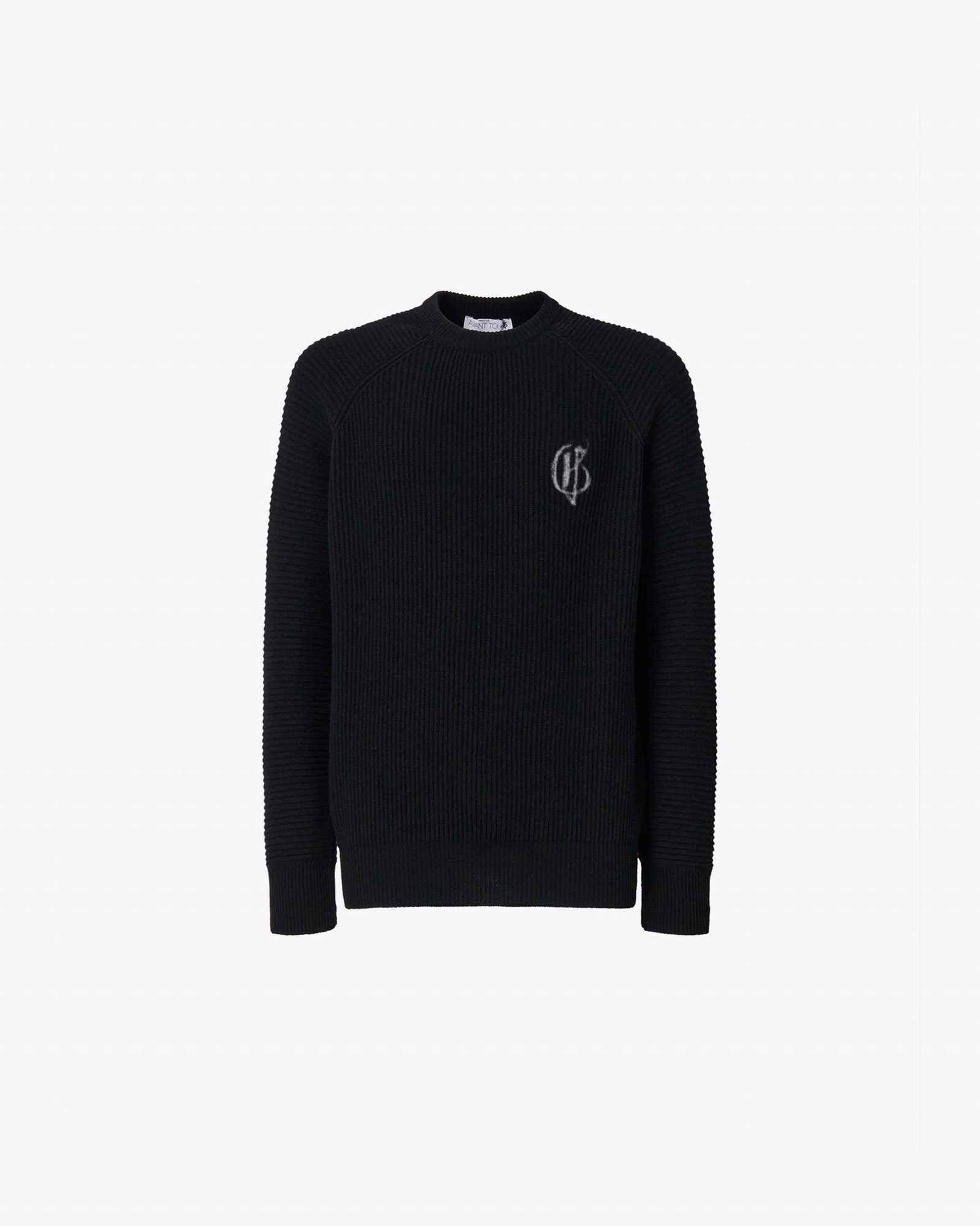 Rib knit black sweater