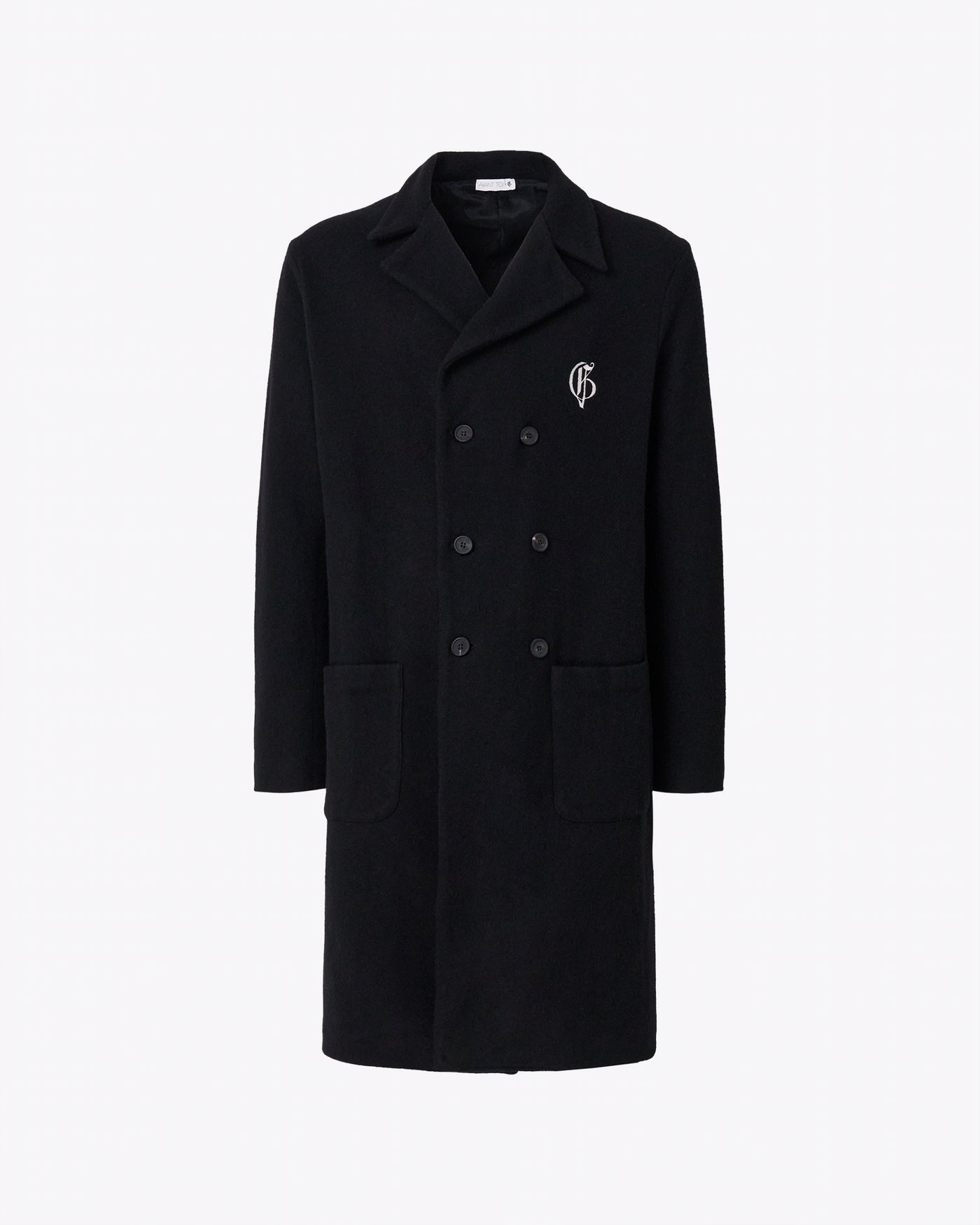 Double-breasted midi coat with logo