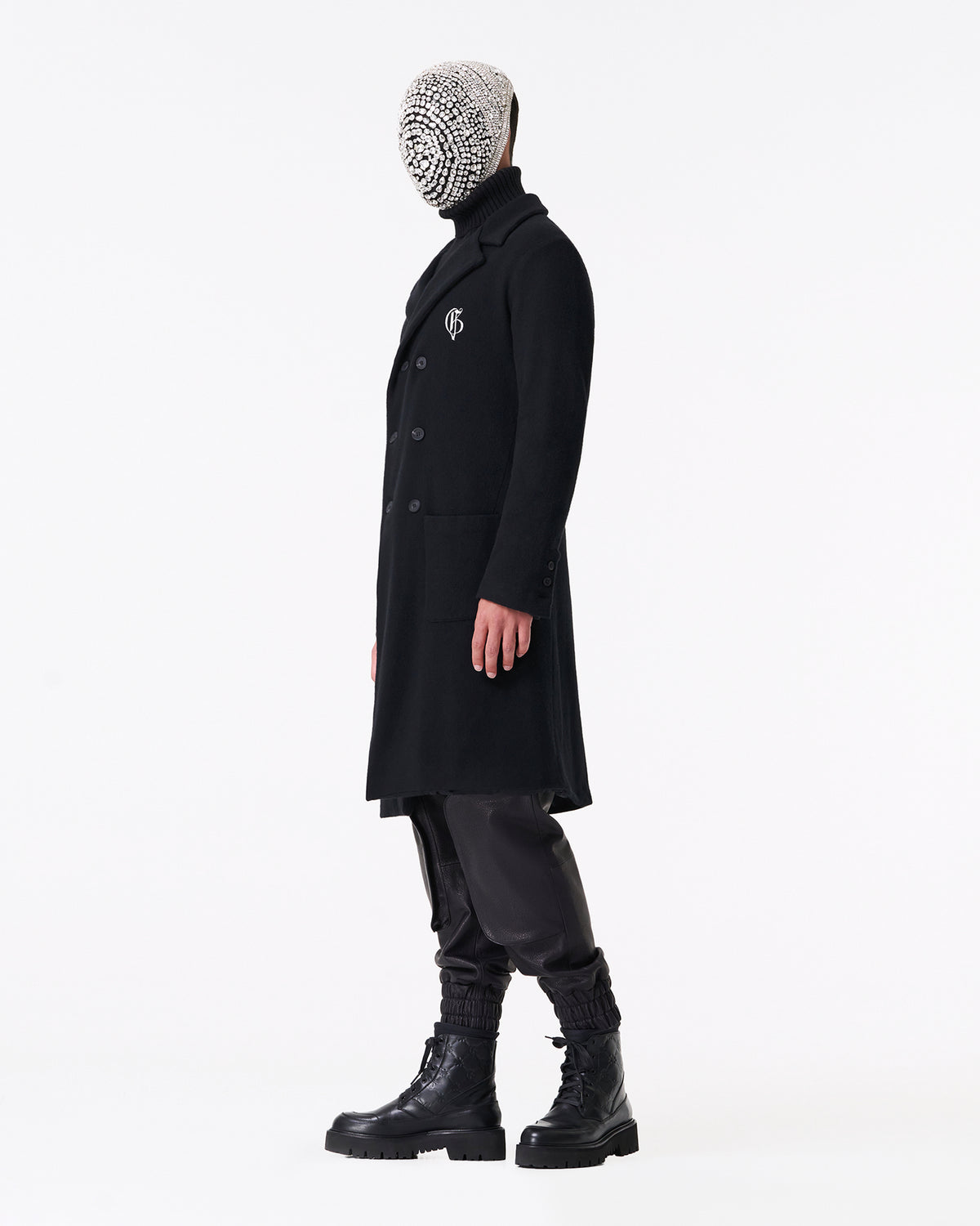 Double-breasted midi coat with logo - G|Forever