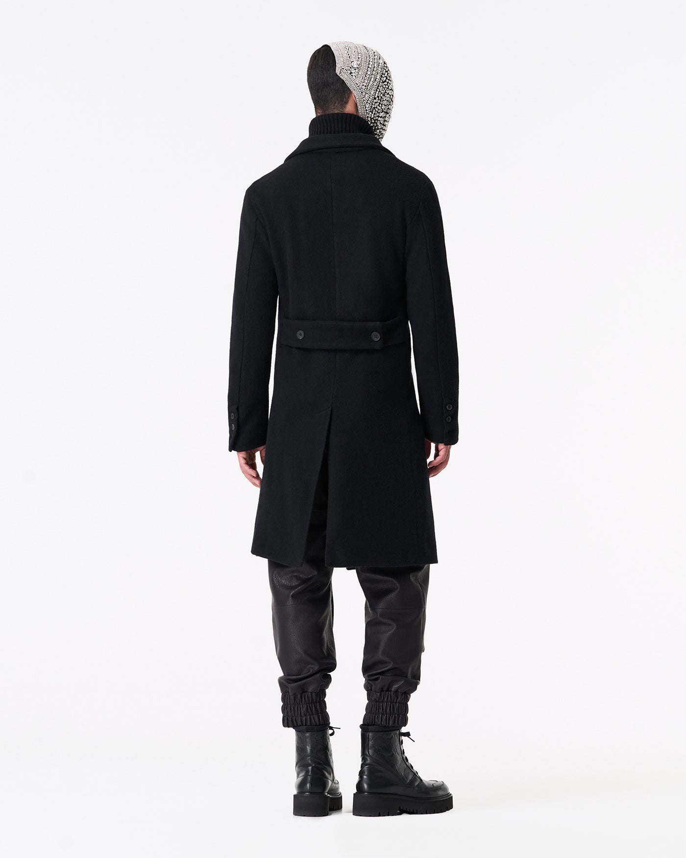 Double-breasted midi coat with logo