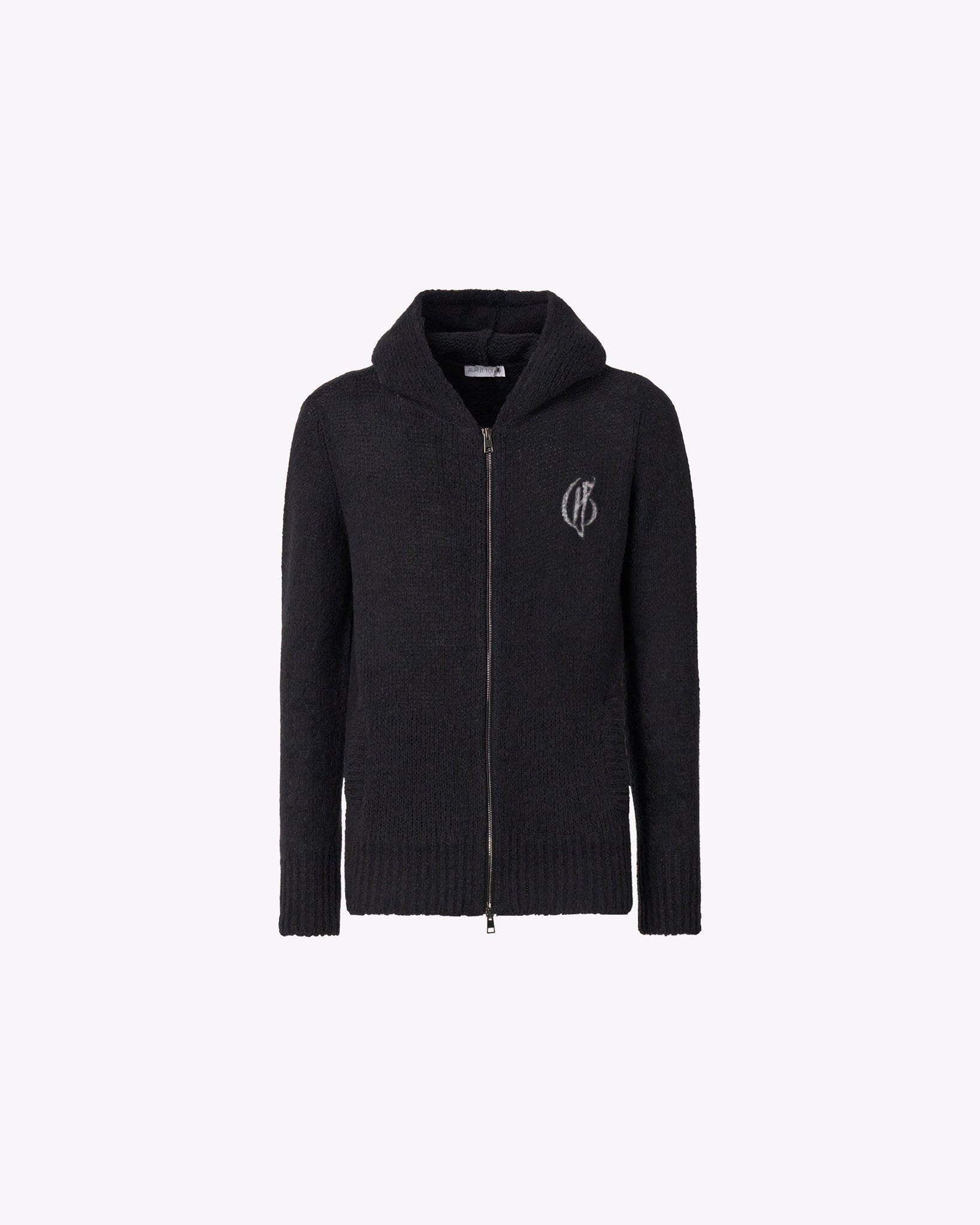 黑色编织连帽衫