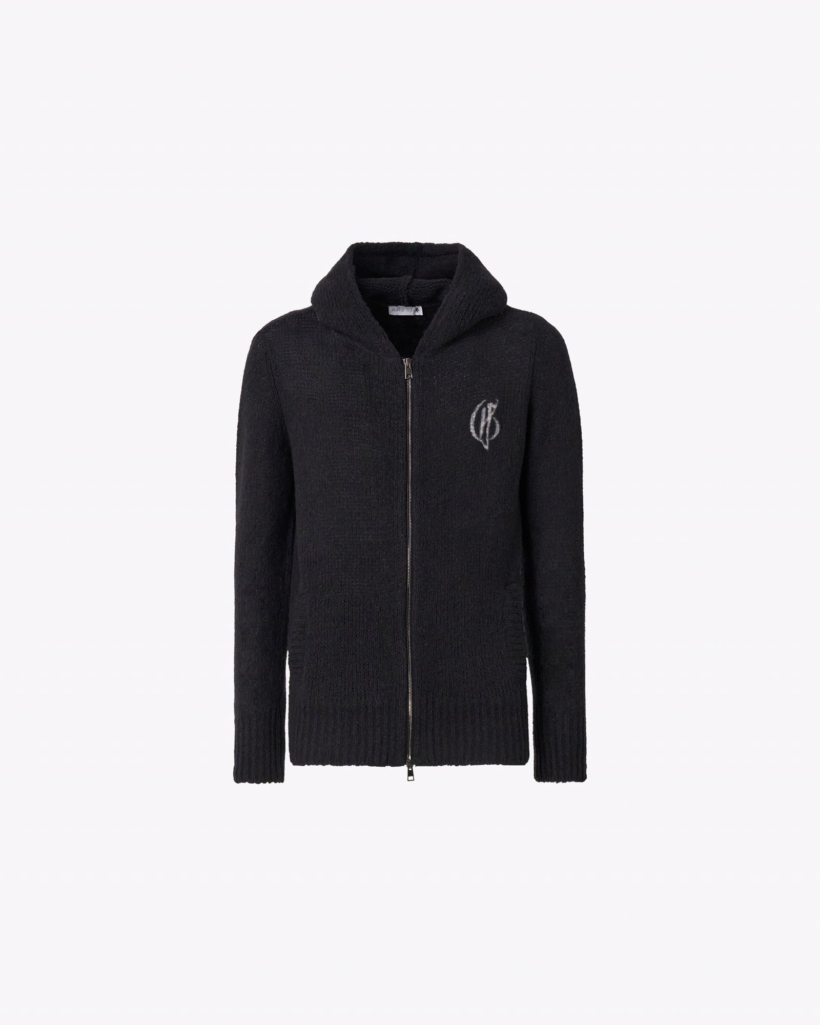 黑色编织连帽衫