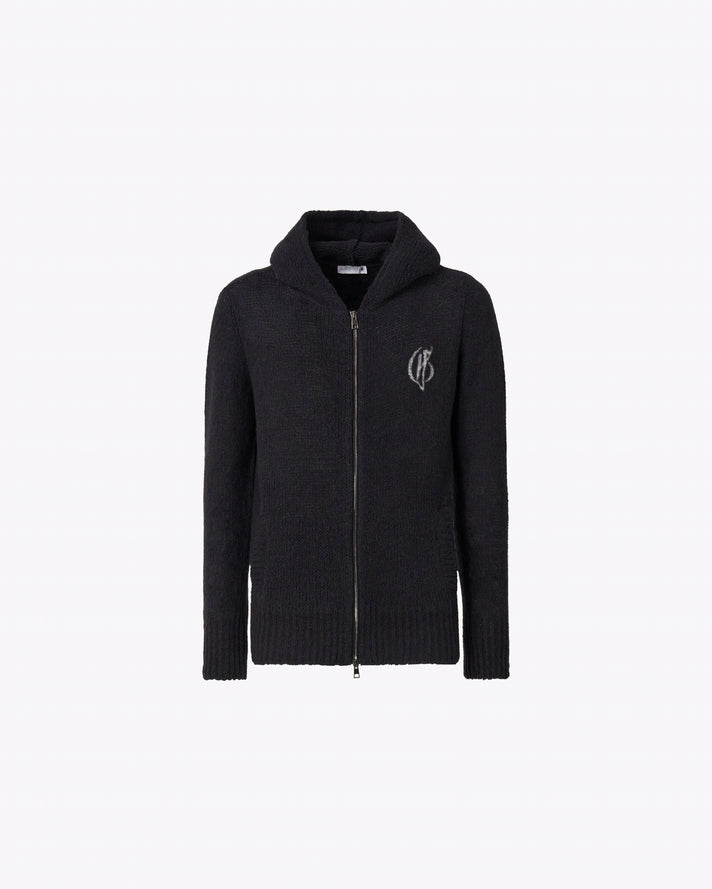 Black woven hoodie