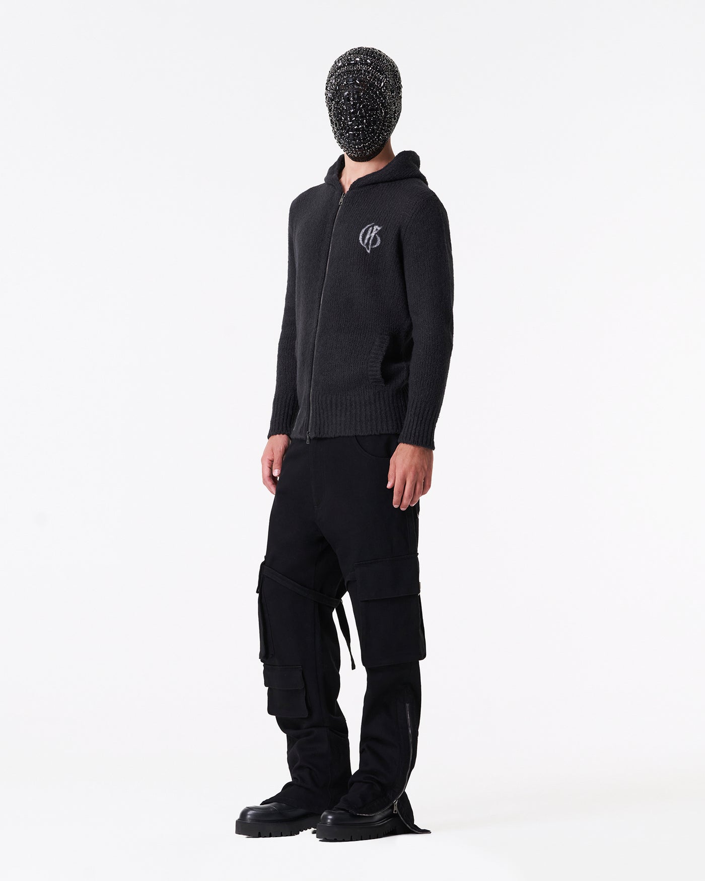 Black woven hoodie