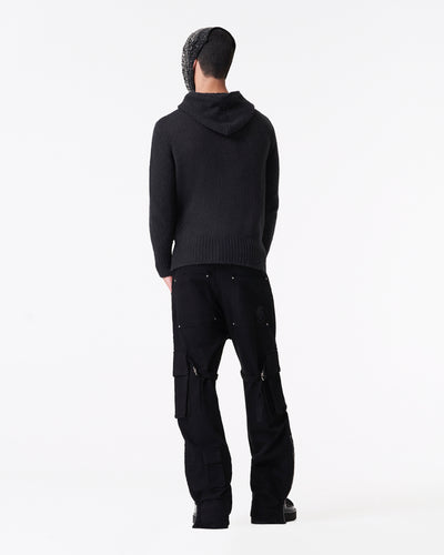 Black woven hoodie