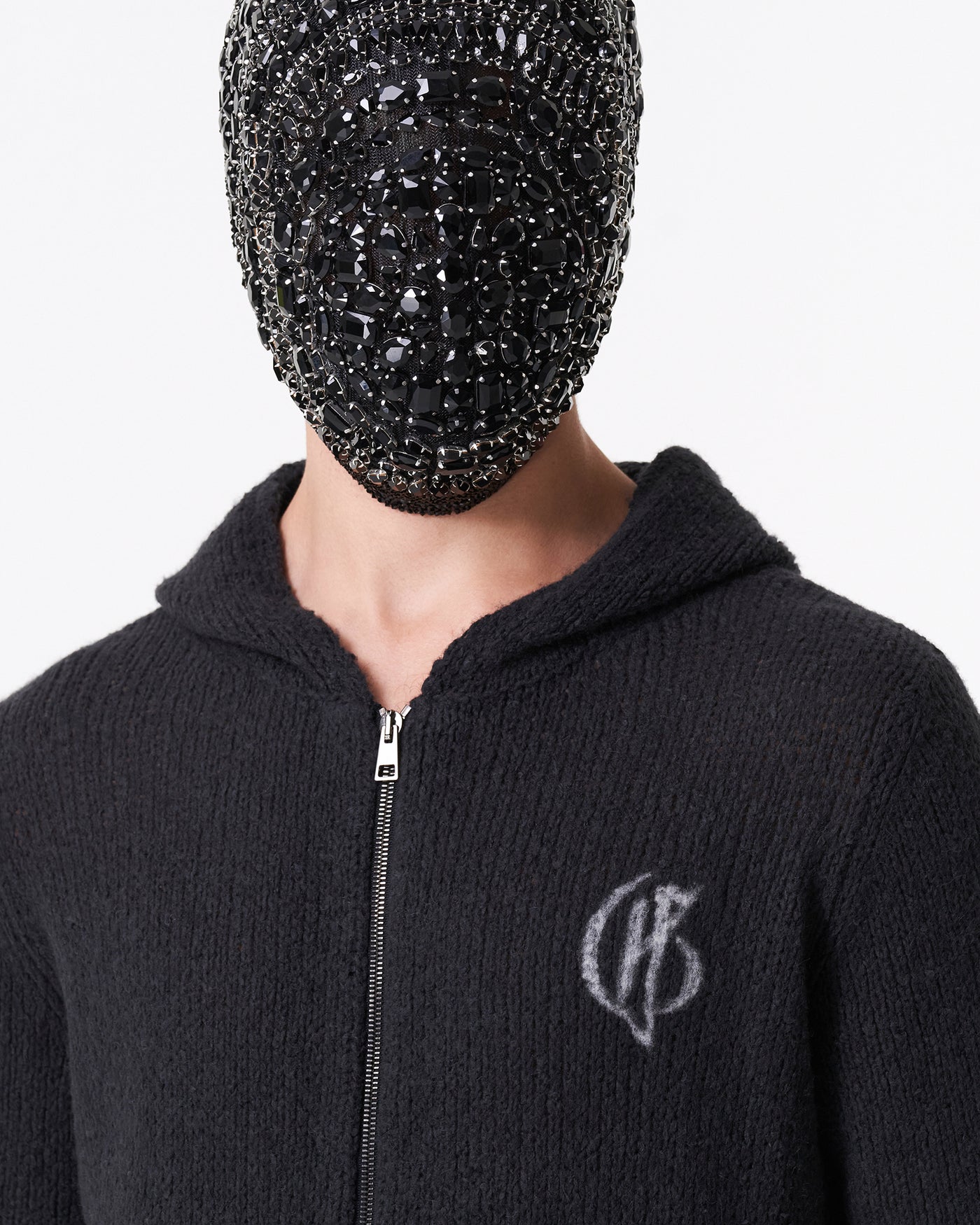 Black woven hoodie