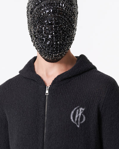 Black woven hoodie