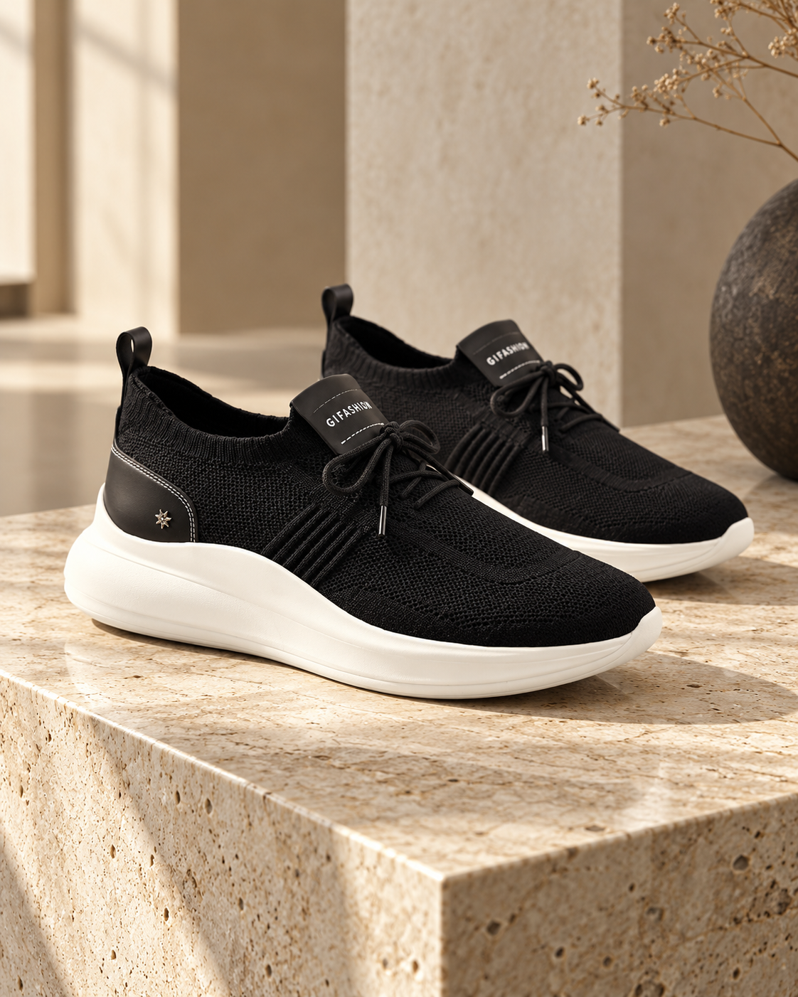 BLACK MERINO ATHLETIC SNEAKERS