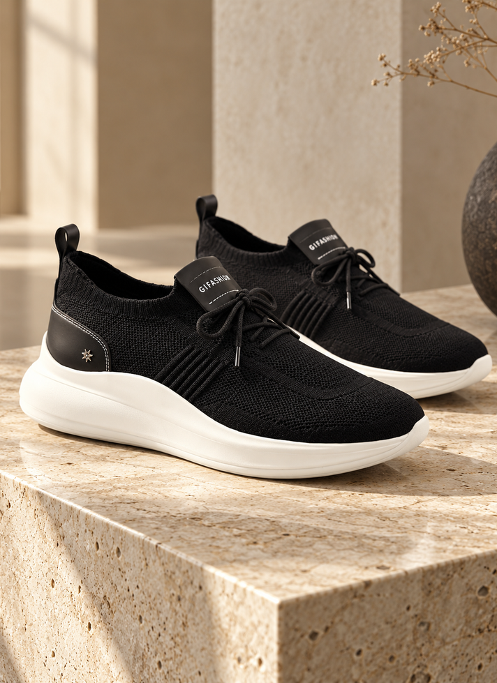 BLACK MERINO ATHLETIC SNEAKERS
