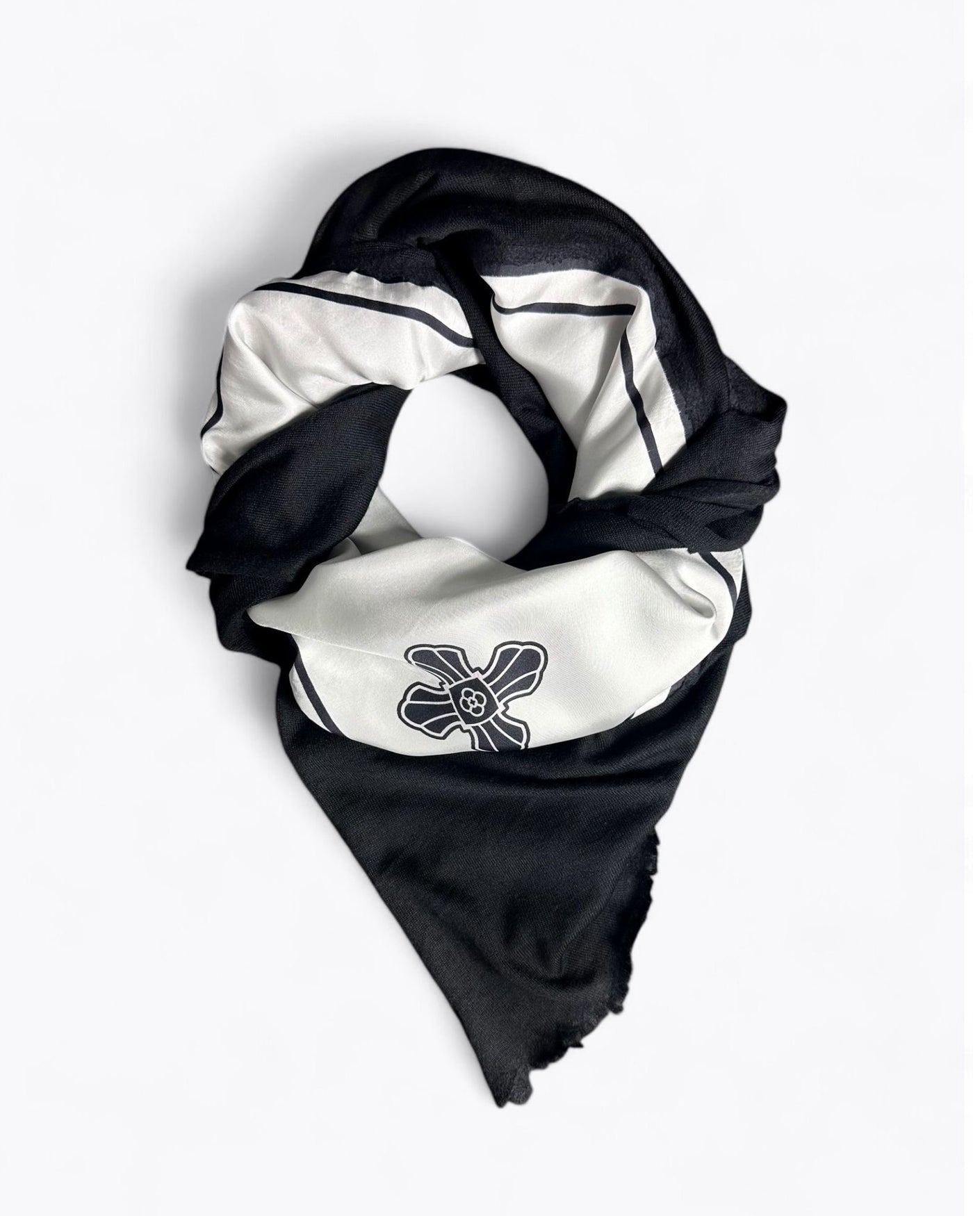 Black patchwork silk scarf