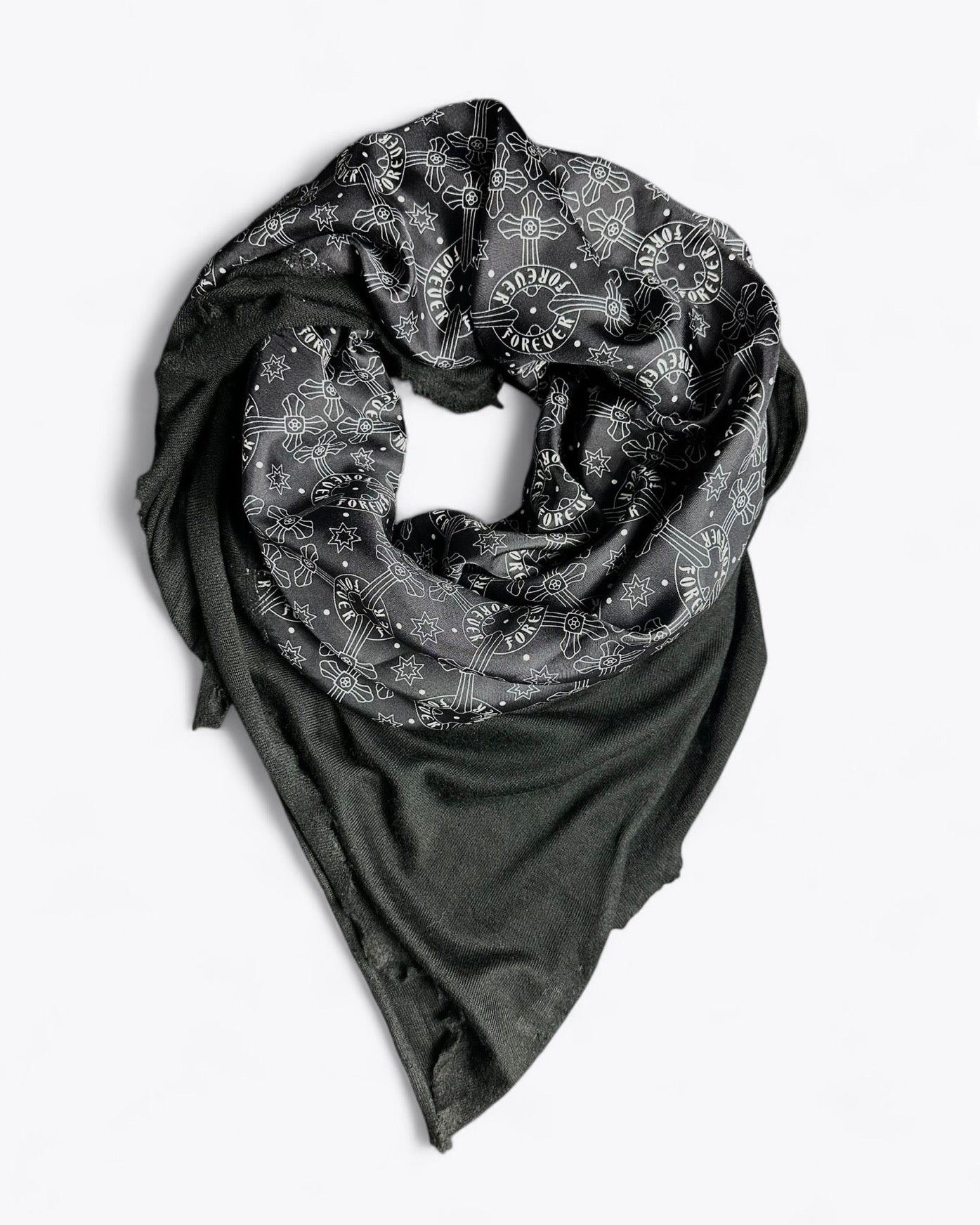 Black patchwork spiral scarf