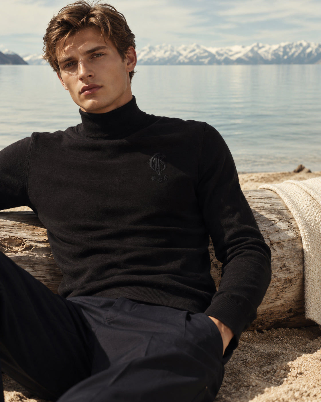 Black cashmere and silk sweater