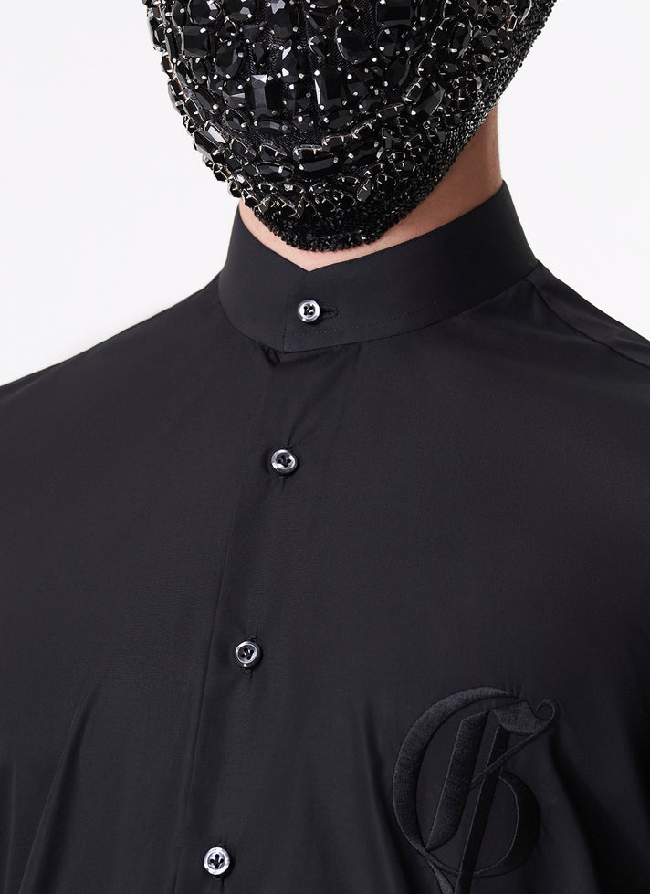 Black shirt with Mandarin collar