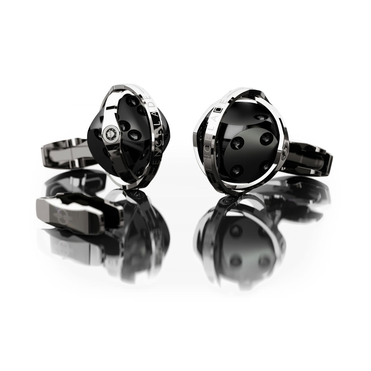 CUFFLINKS DICE STEEL & BLACK