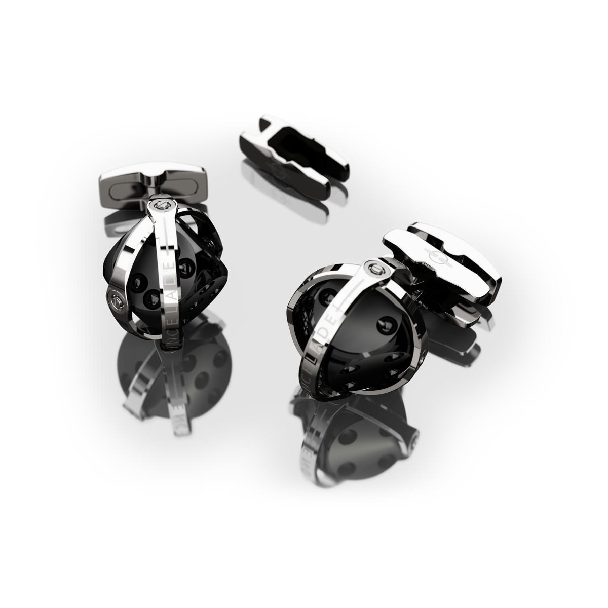 CUFFLINKS DICE STEEL & BLACK