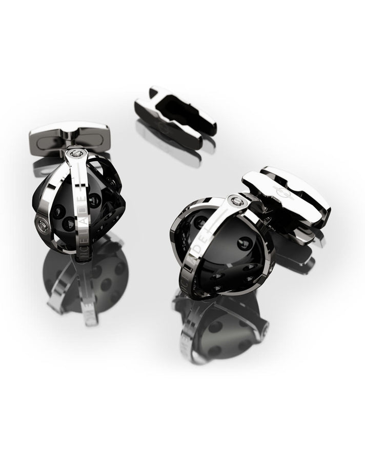 CUFFLINKS DICE STEEL & BLACK