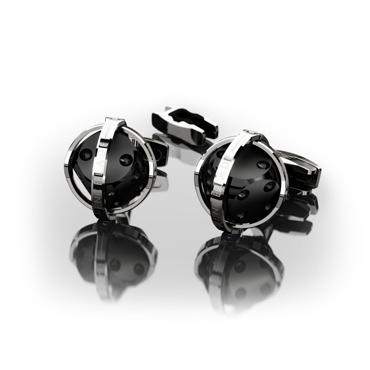 CUFFLINKS DICE STEEL & BLACK