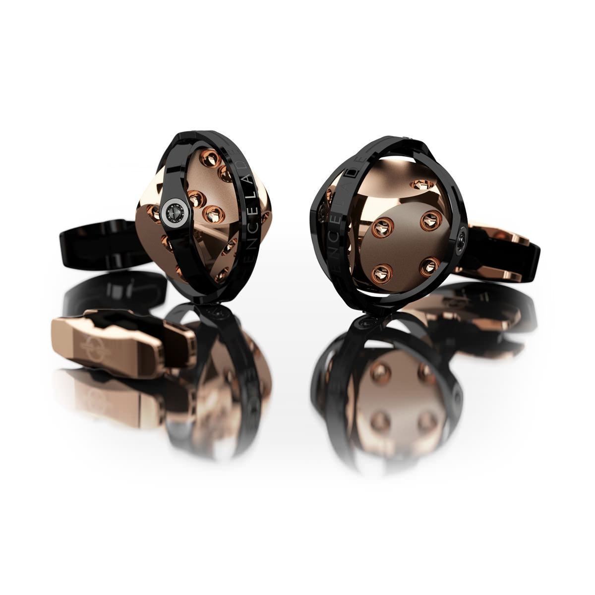 CUFFLINKS DICE BLACK & RED GOLD