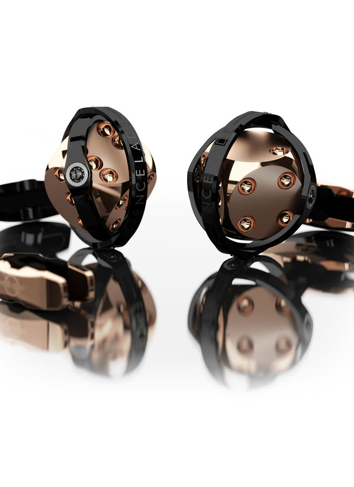 CUFFLINKS DICE BLACK & RED GOLD