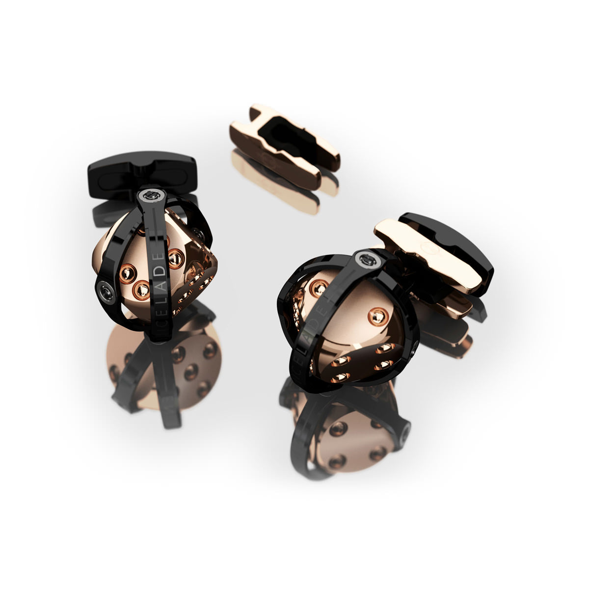 CUFFLINKS DICE BLACK & RED GOLD