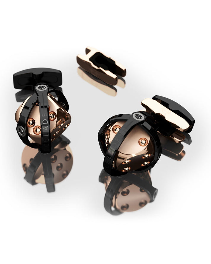 CUFFLINKS DICE BLACK & RED GOLD