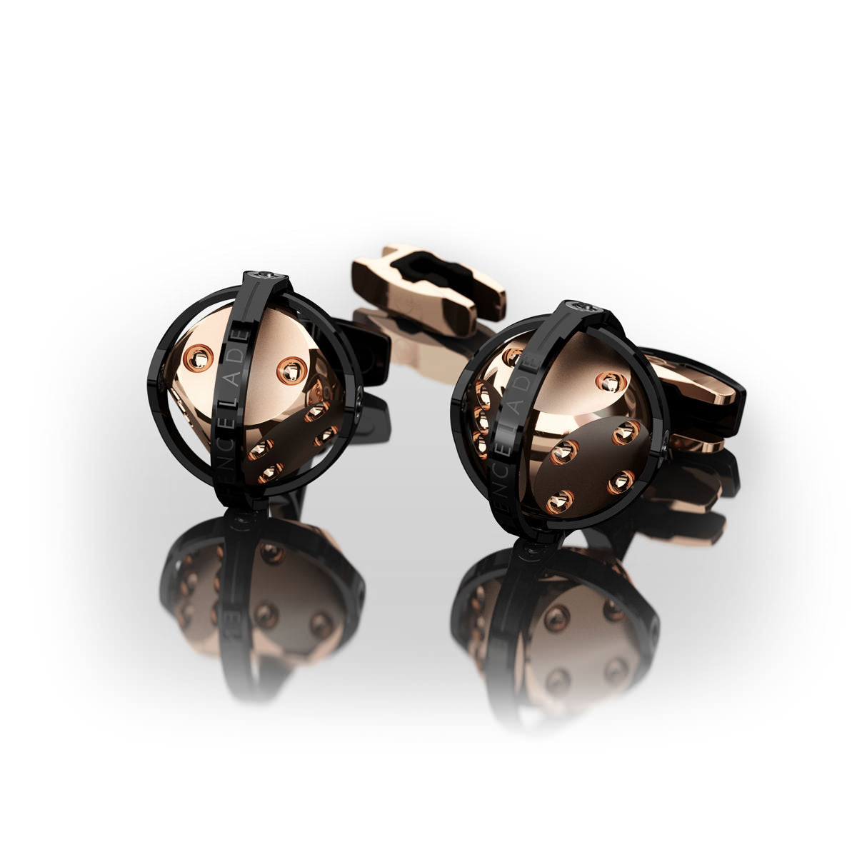 CUFFLINKS DICE BLACK & RED GOLD