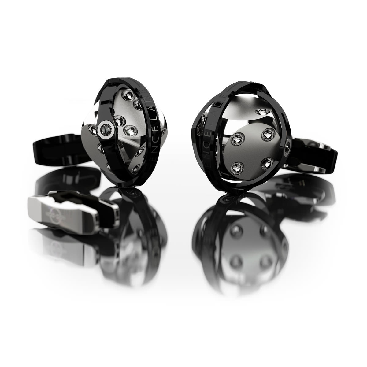 CUFFLINKS DICE BLACK & STEEL