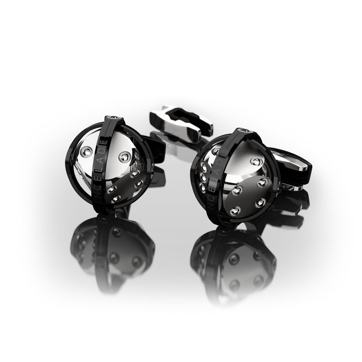 CUFFLINKS DICE BLACK & STEEL