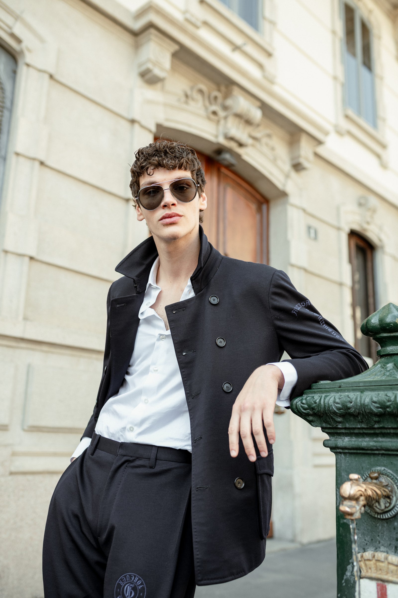 Dark blue wool blend jacket