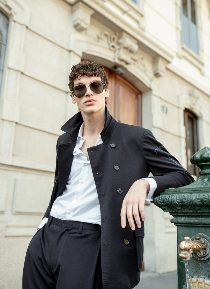 Dark blue wool blend jacket