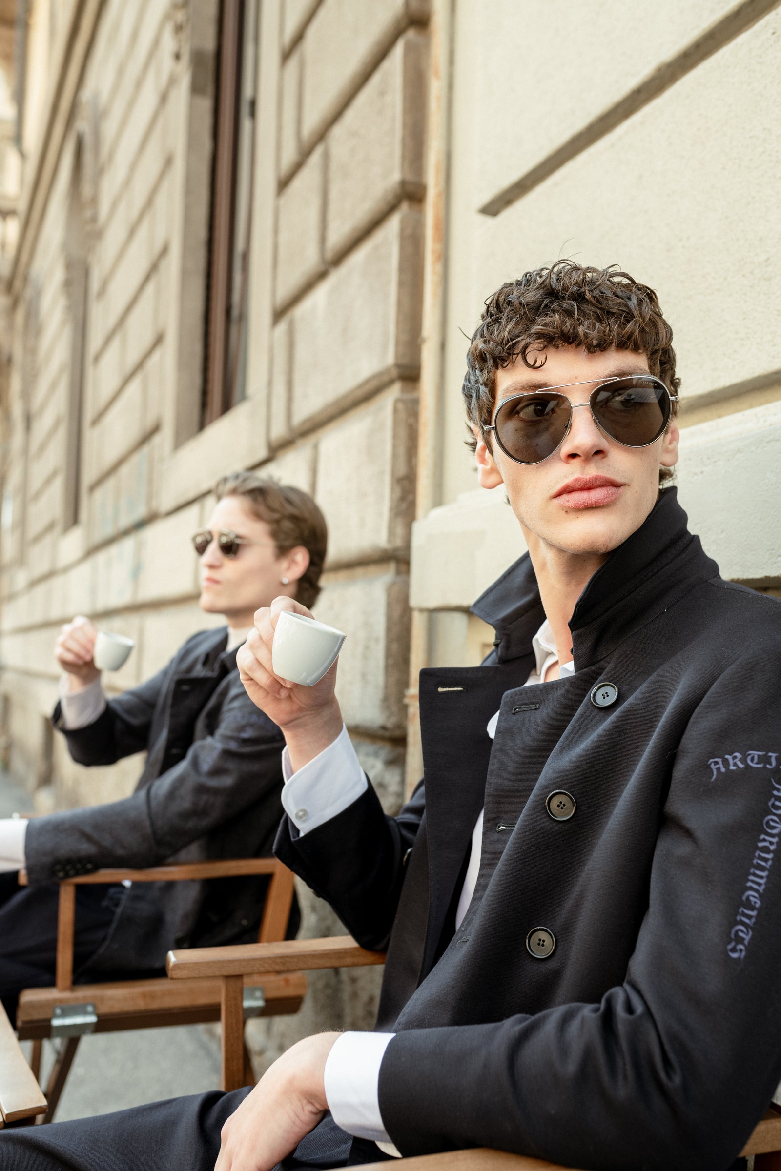 Dark blue wool blend jacket