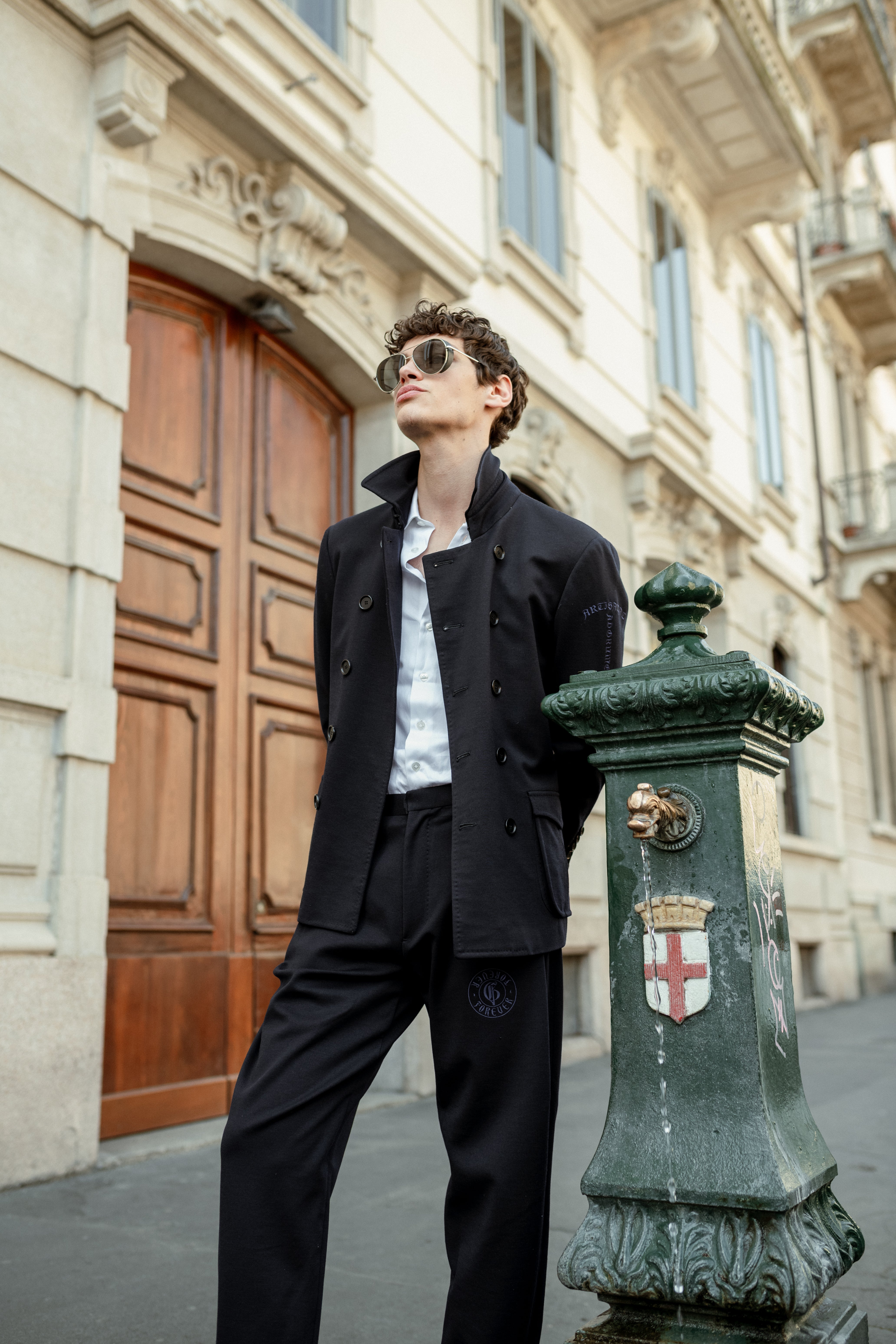 Dark blue wool blend jacket