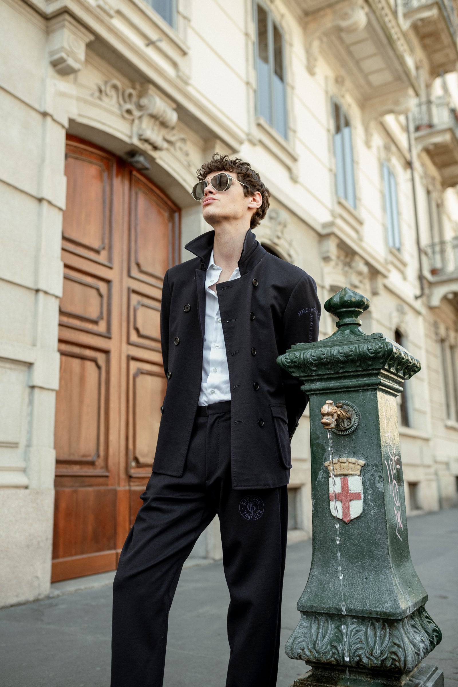 Dark blue wool blend jacket