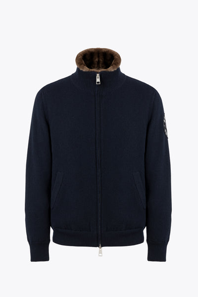 Dark Blue Cashmere Bomber
